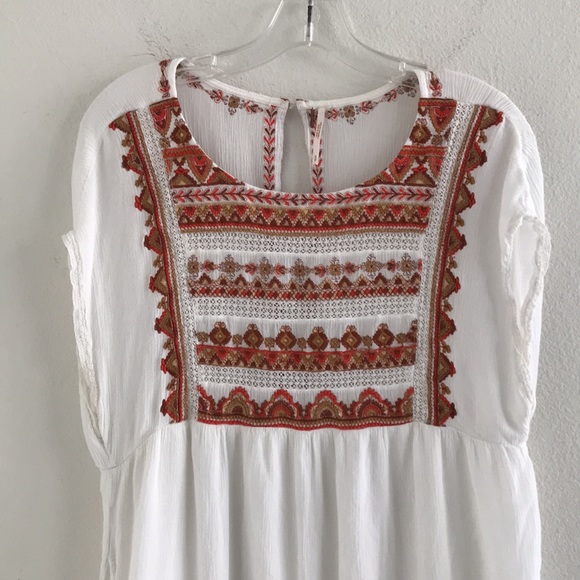 Free People Sunrise Wanderer Mini Dress Ivory, Orange, Browns Size Small - Picture 4 of 13